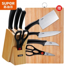 苏泊尔（SUPOR） 厨房不锈钢刀具套装菜刀多用刀水果刀剪刀刀剪菜板全套T0924K